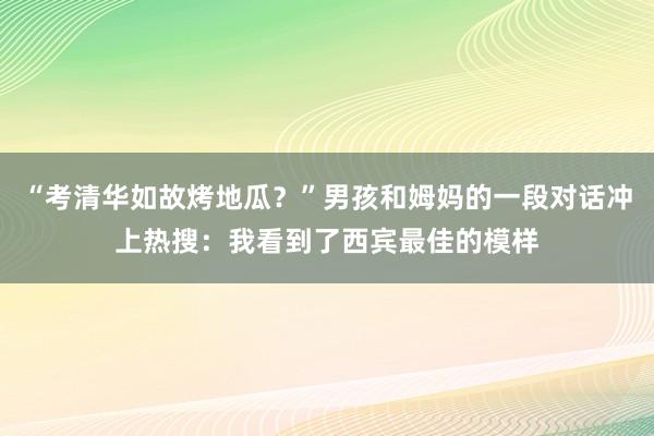 “考清华如故烤地瓜？”男孩和姆妈的一段对话冲上热搜：我看到了西宾最佳的模样