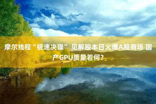 摩尔线程“极速决骤” 见解股本日火爆A股商场 国产GPU质量若何？